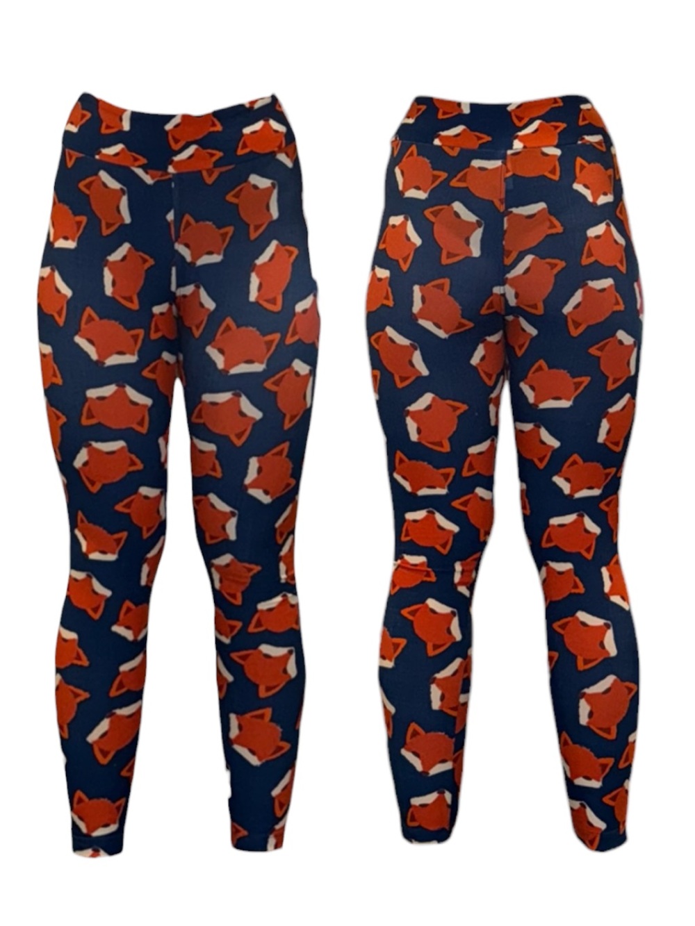 LuLaRoe Navy Leggings with Orange Fox Print